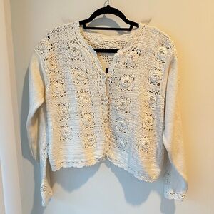 Gladys Bagley Rosette Cardigan Pearl Buttons Medium